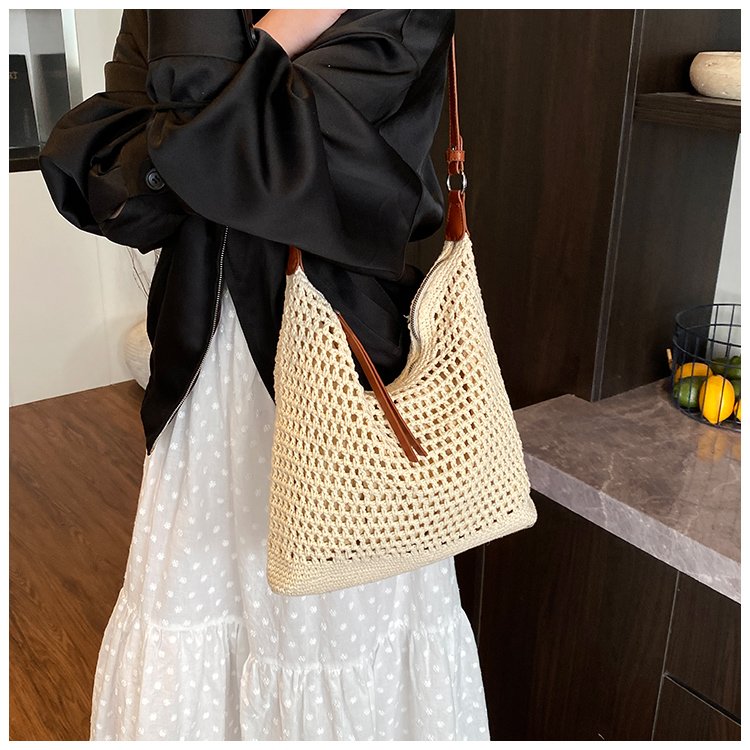 Women's PU Leather Openwork Woven Tote Bag detail 40