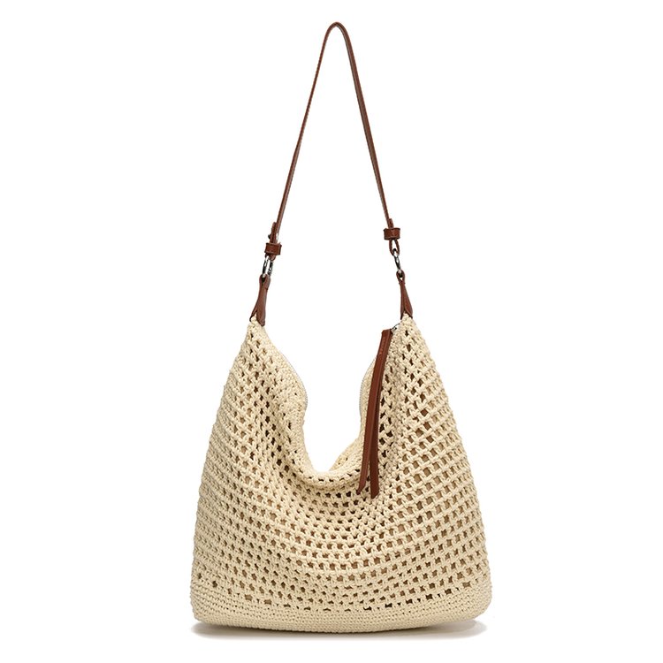 Women's PU Leather Openwork Woven Tote Bag view 3