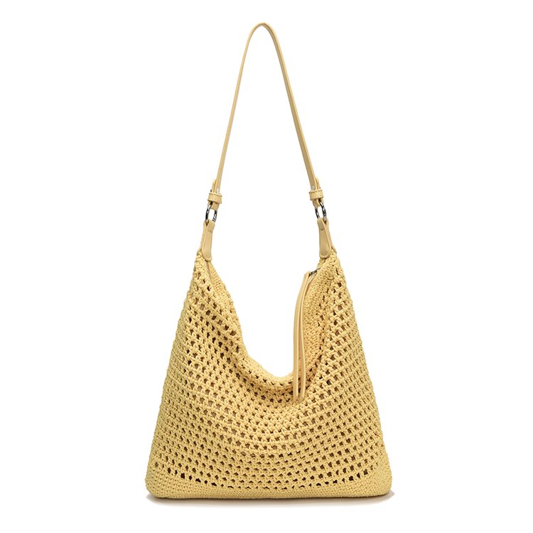 Women's PU Leather Openwork Woven Tote Bag view 4