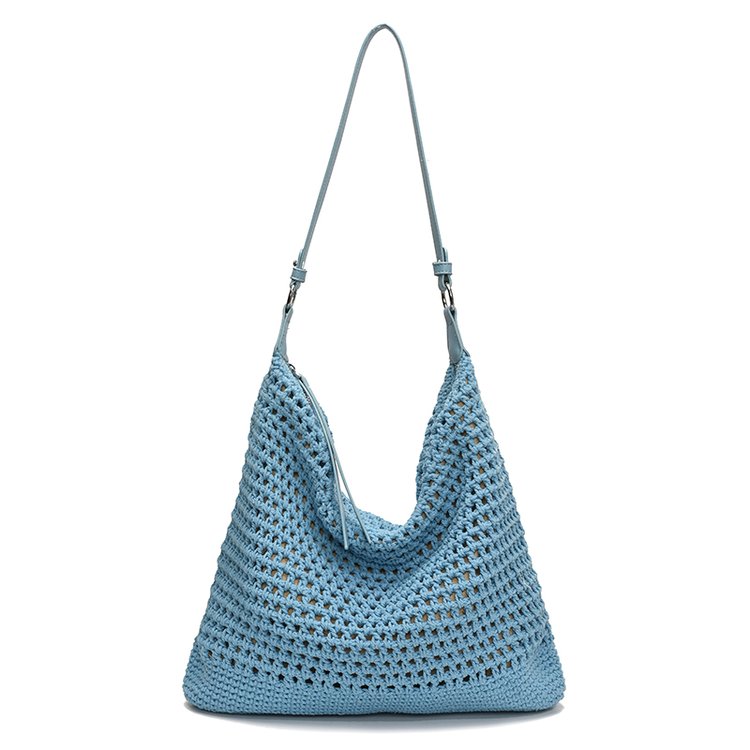 Women's PU Leather Openwork Woven Tote Bag view 5