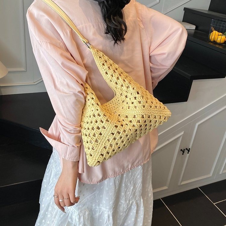 Women's PU Leather Openwork Woven Tote Bag view 2