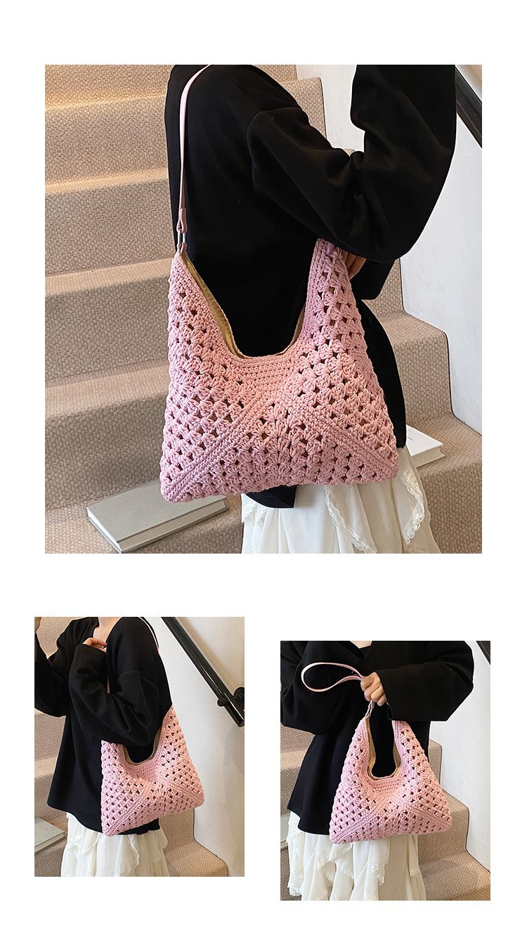 Women's PU Leather Openwork Woven Tote Bag detail 9
