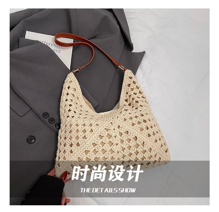 Women's PU Leather Openwork Woven Tote Bag detail 11