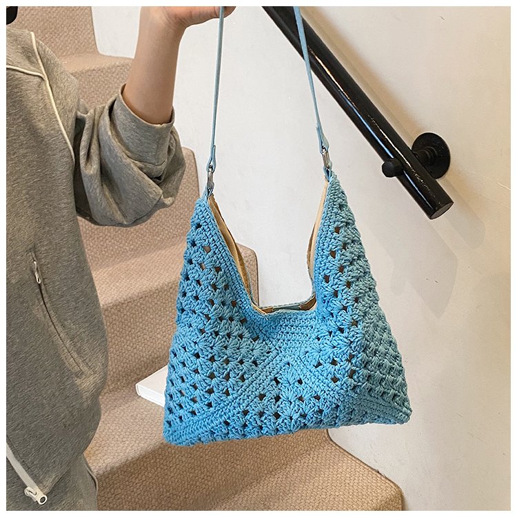 Women's PU Leather Openwork Woven Tote Bag detail 14