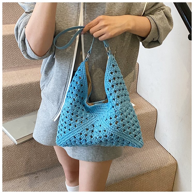 Women's PU Leather Openwork Woven Tote Bag detail 15