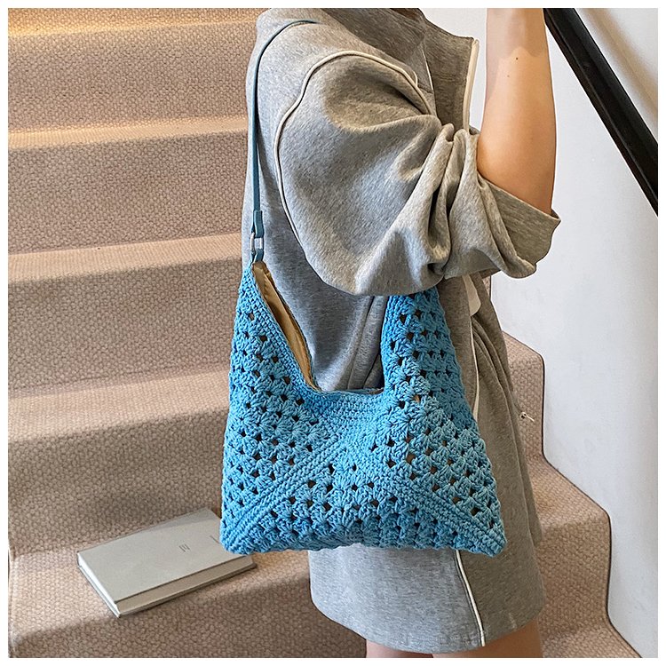 Women's PU Leather Openwork Woven Tote Bag detail 16