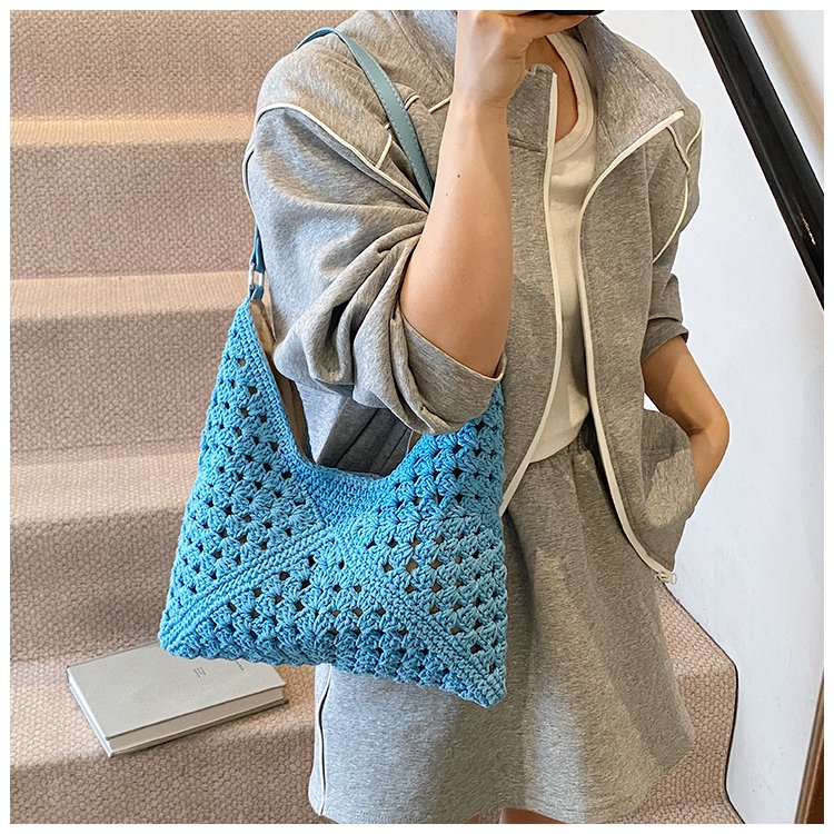 Women's PU Leather Openwork Woven Tote Bag detail 17