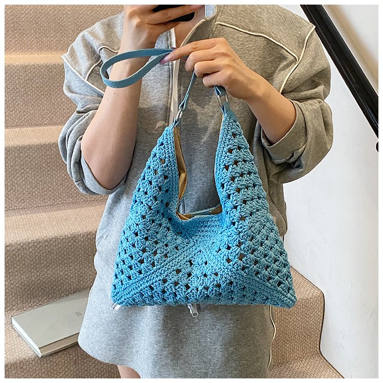 Women's PU Leather Openwork Woven Tote Bag detail 18