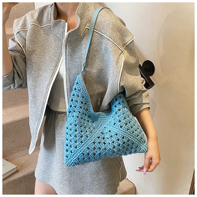 Women's PU Leather Openwork Woven Tote Bag detail 21