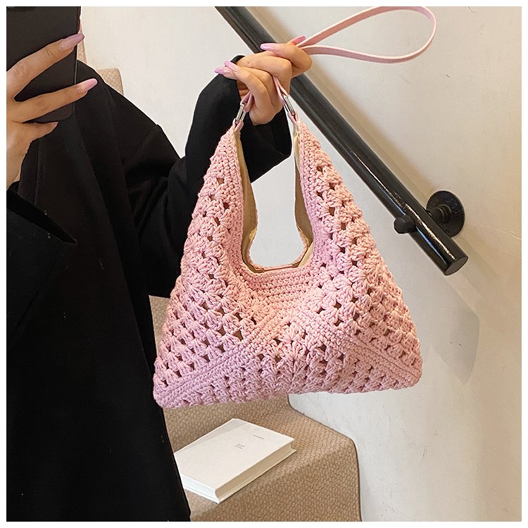 Women's PU Leather Openwork Woven Tote Bag detail 22