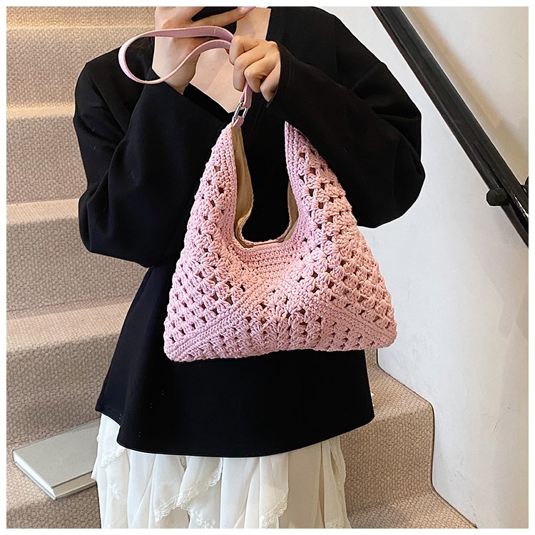 Women's PU Leather Openwork Woven Tote Bag detail 24