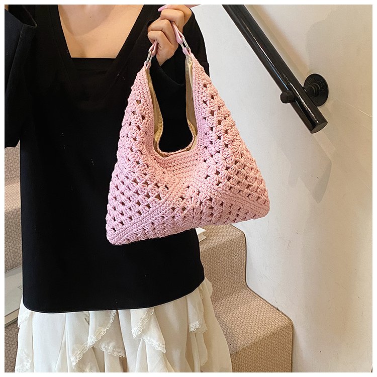 Women's PU Leather Openwork Woven Tote Bag detail 25