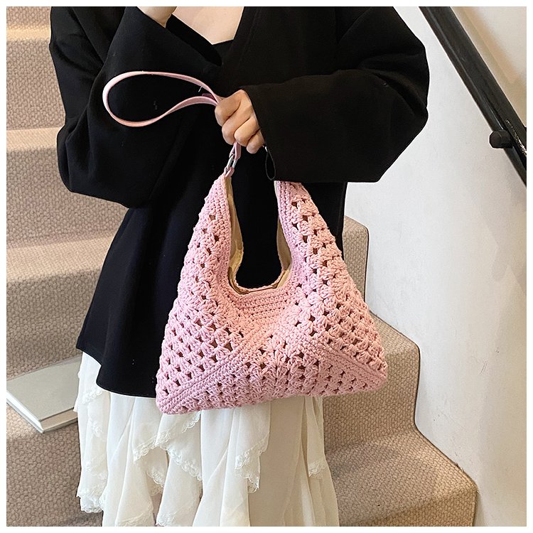 Women's PU Leather Openwork Woven Tote Bag detail 26