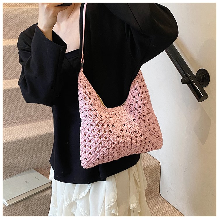 Women's PU Leather Openwork Woven Tote Bag detail 28