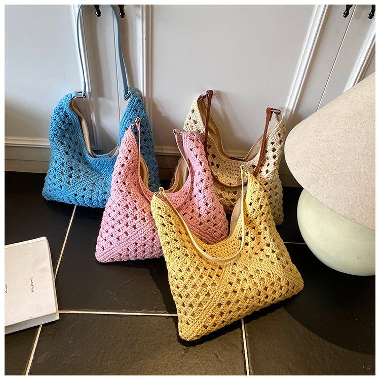 Women's PU Leather Openwork Woven Tote Bag detail 2