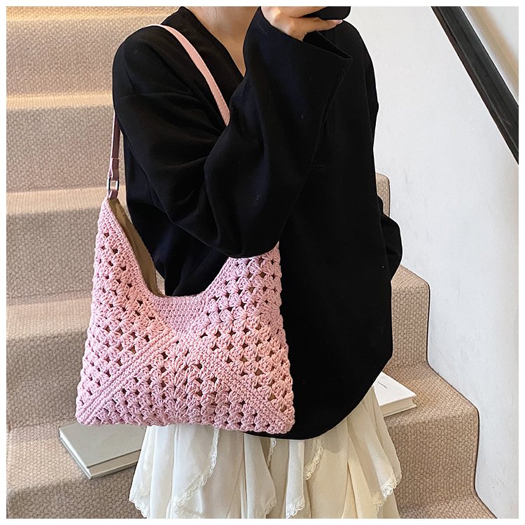 Women's PU Leather Openwork Woven Tote Bag detail 29