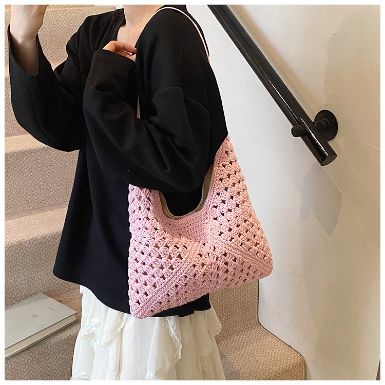 Women's PU Leather Openwork Woven Tote Bag detail 30