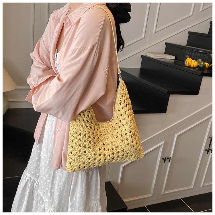 Women's PU Leather Openwork Woven Tote Bag detail 31