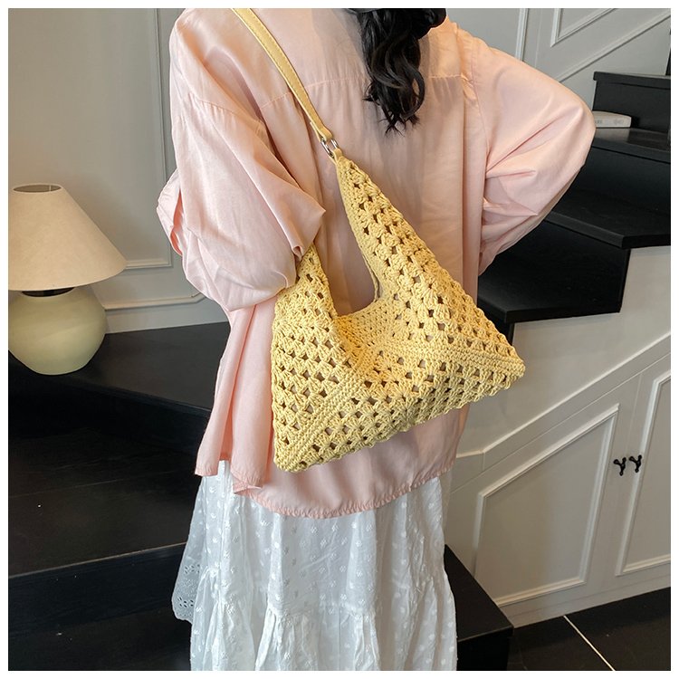 Women's PU Leather Openwork Woven Tote Bag detail 32