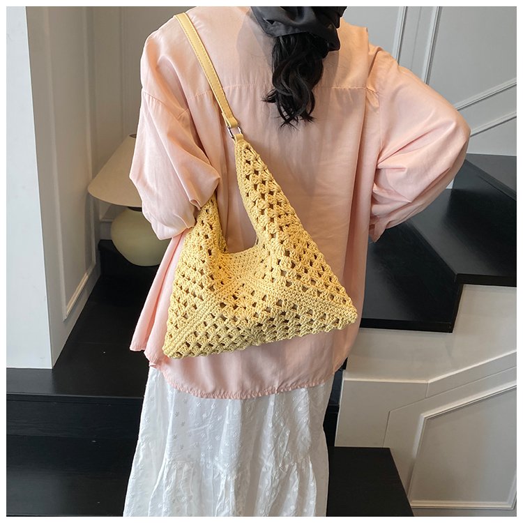 Women's PU Leather Openwork Woven Tote Bag detail 33