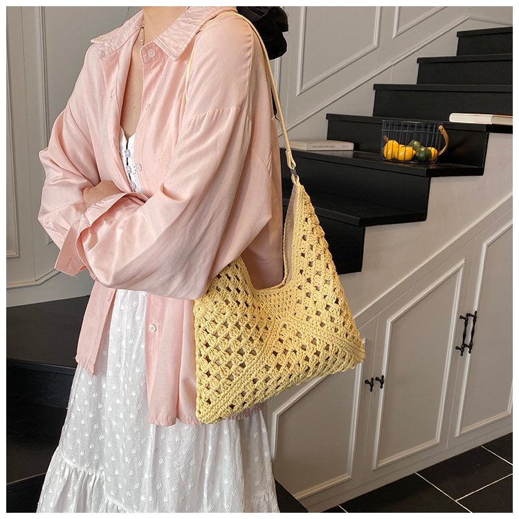 Women's PU Leather Openwork Woven Tote Bag detail 34