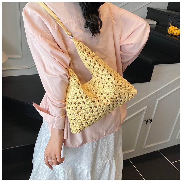Women's PU Leather Openwork Woven Tote Bag detail 35