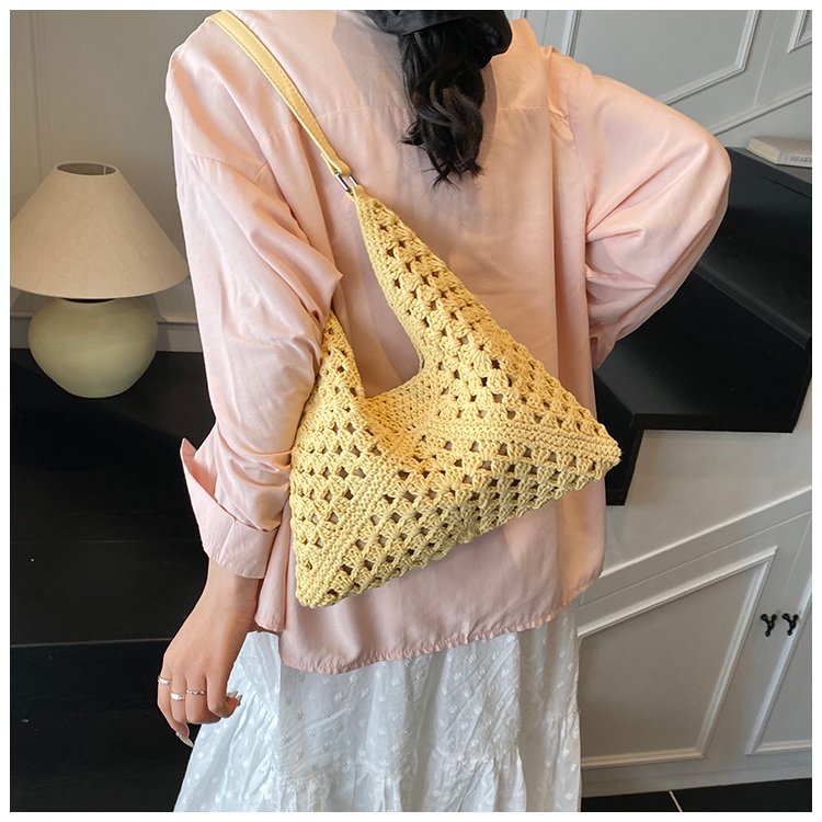 Women's PU Leather Openwork Woven Tote Bag detail 36