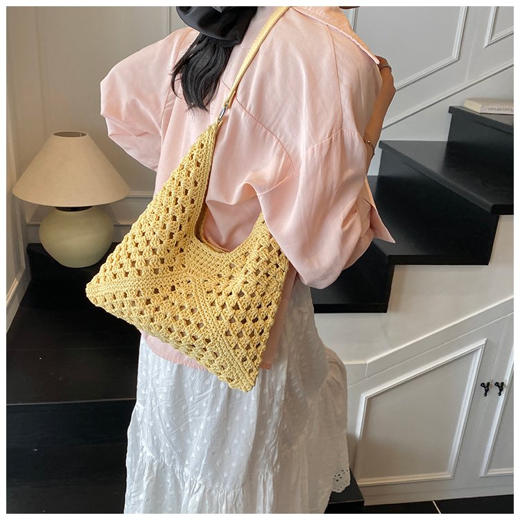Women's PU Leather Openwork Woven Tote Bag detail 38