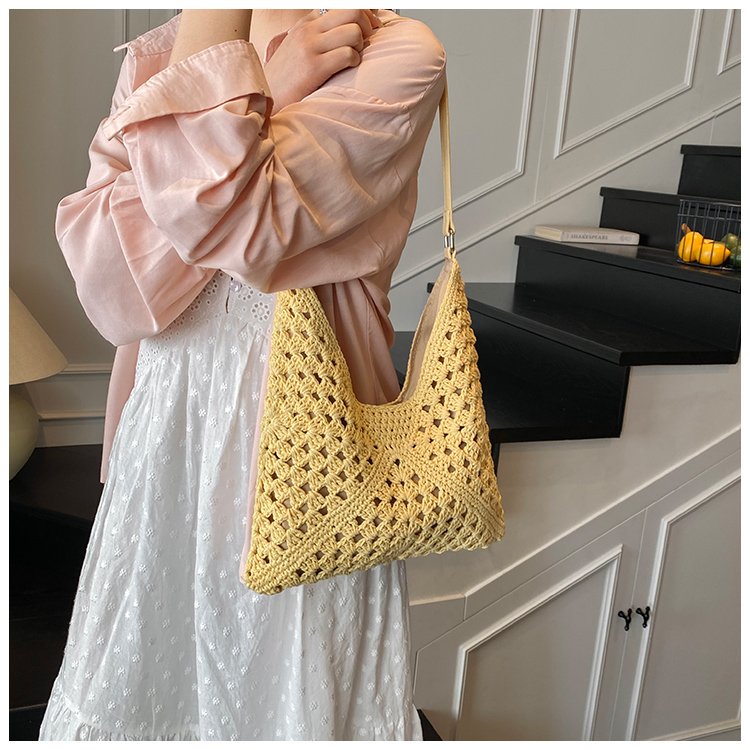 Women's PU Leather Openwork Woven Tote Bag detail 39