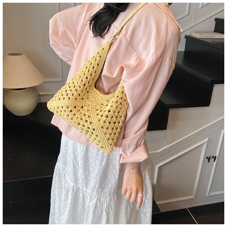 Women's PU Leather Openwork Woven Tote Bag detail 40