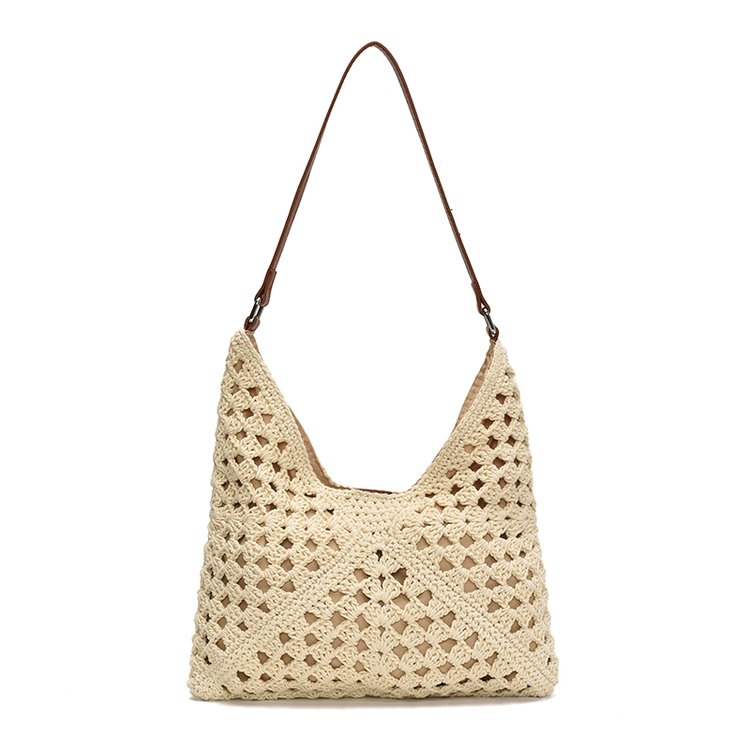 Women's PU Leather Openwork Woven Tote Bag view 3