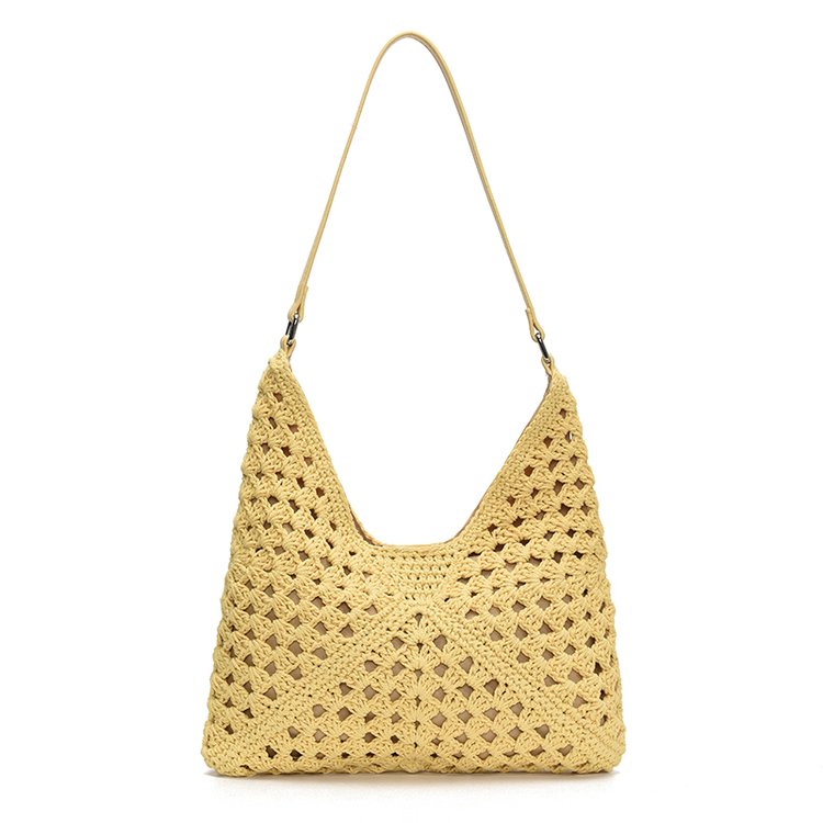 Women's PU Leather Openwork Woven Tote Bag view 4