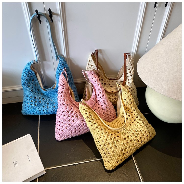 Women's PU Leather Openwork Woven Tote Bag detail 4