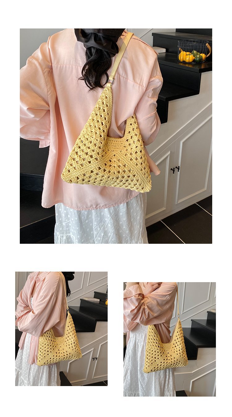 Women's PU Leather Openwork Woven Tote Bag detail 7