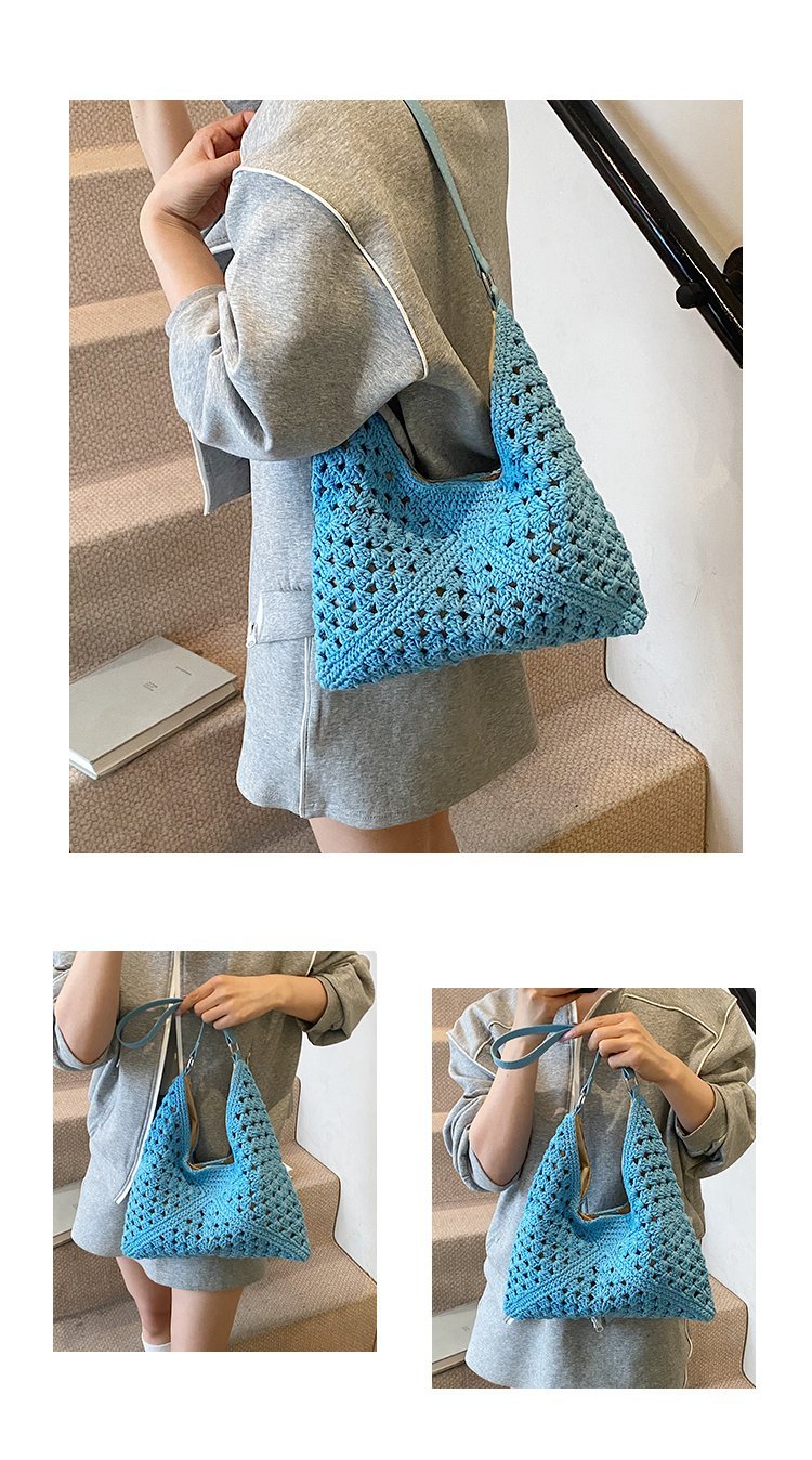Women's PU Leather Openwork Woven Tote Bag detail 8