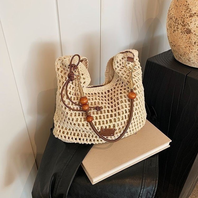 Women's PU Leather Openwork Woven Tote Bag view 2