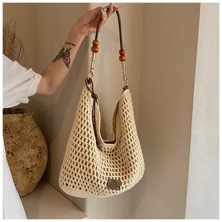 Women's PU Leather Openwork Woven Tote Bag detail 11