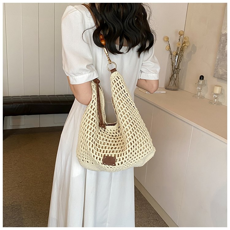 Women's PU Leather Openwork Woven Tote Bag detail 17