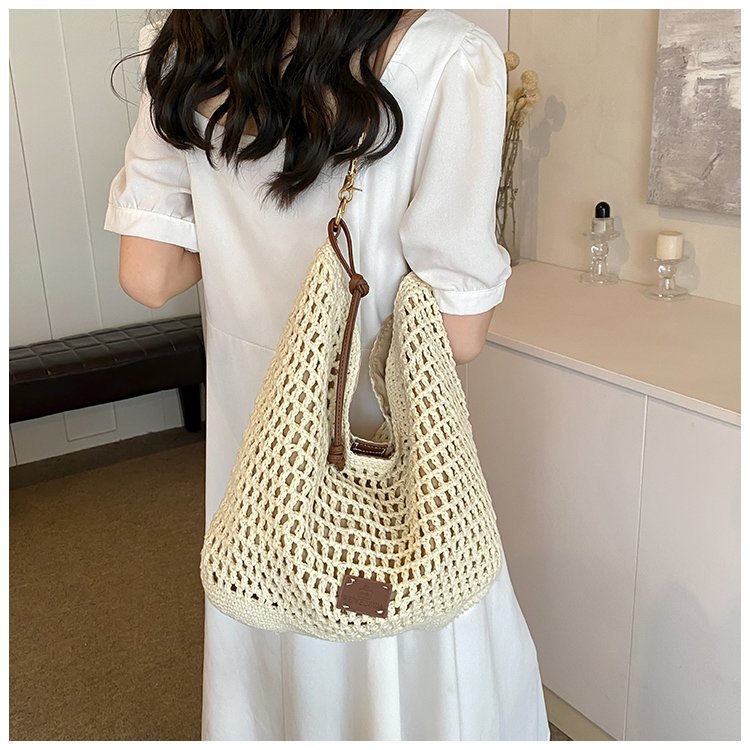 Women's PU Leather Openwork Woven Tote Bag detail 20