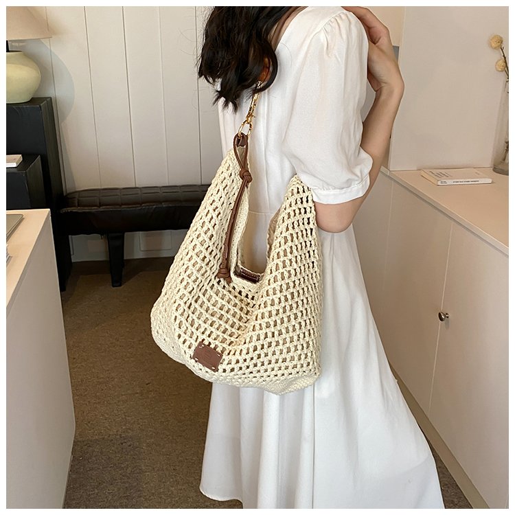 Women's PU Leather Openwork Woven Tote Bag detail 22