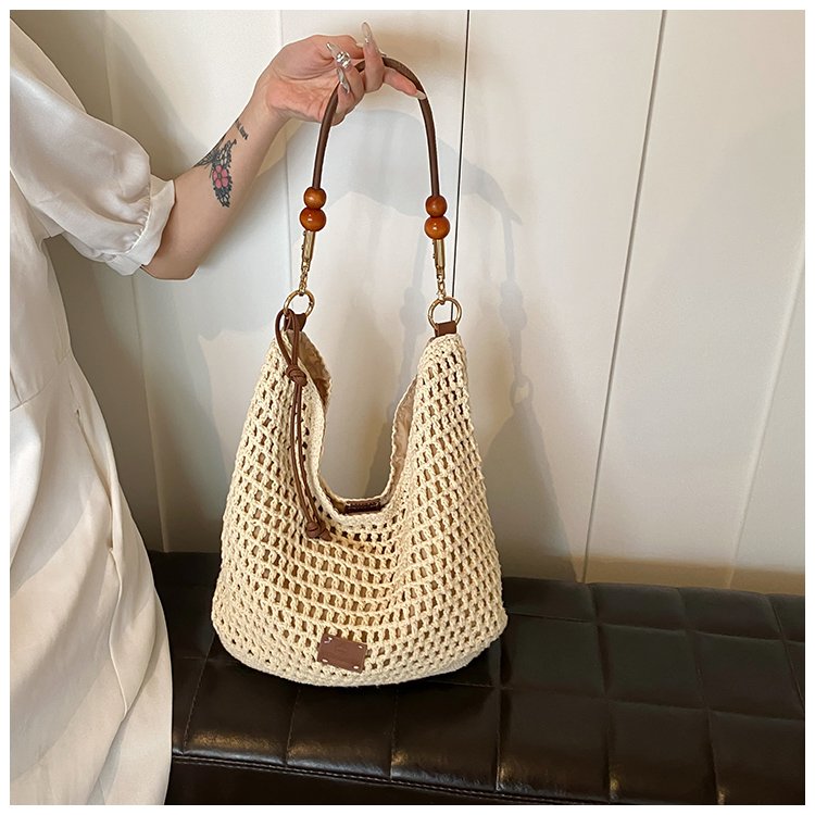 Women's PU Leather Openwork Woven Tote Bag detail 24