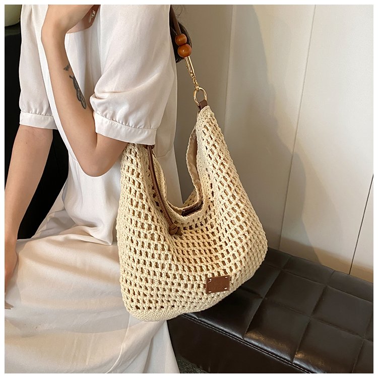Women's PU Leather Openwork Woven Tote Bag detail 27