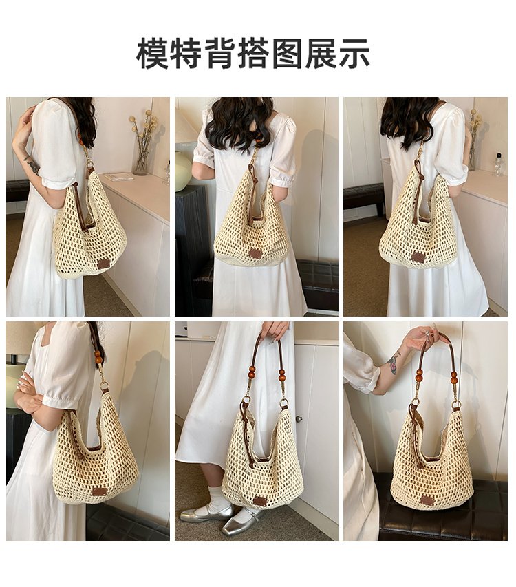 Women's PU Leather Openwork Woven Tote Bag detail 2