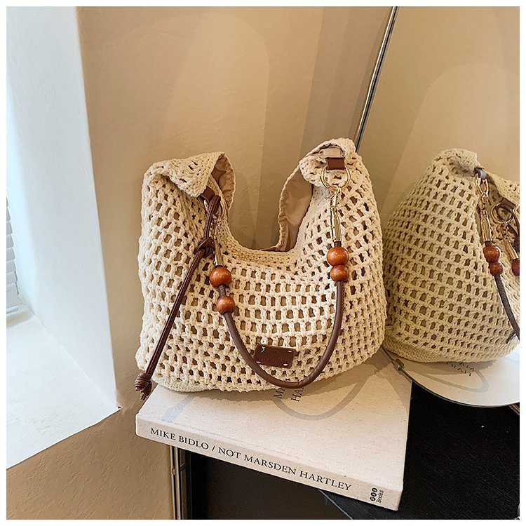 Women's PU Leather Openwork Woven Tote Bag detail 40
