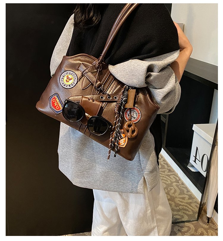 Women's PU Leather Patchwork Tote Bag detail 2