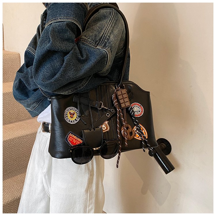 Women's PU Leather Patchwork Tote Bag detail 36
