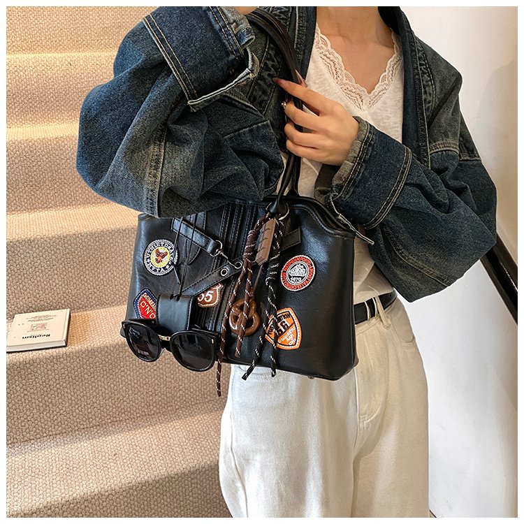 Women's PU Leather Patchwork Tote Bag detail 37