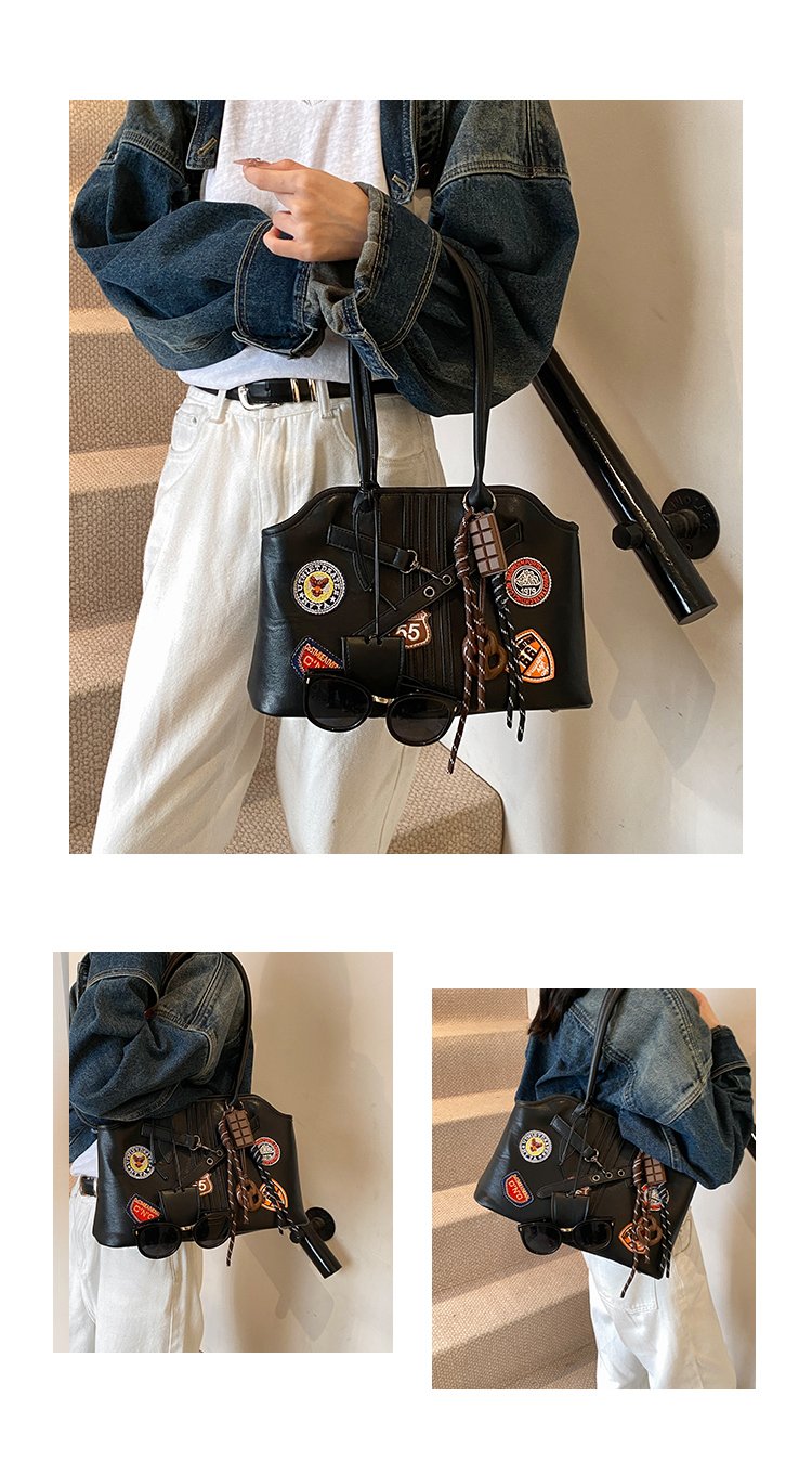 Women's PU Leather Patchwork Tote Bag detail 4