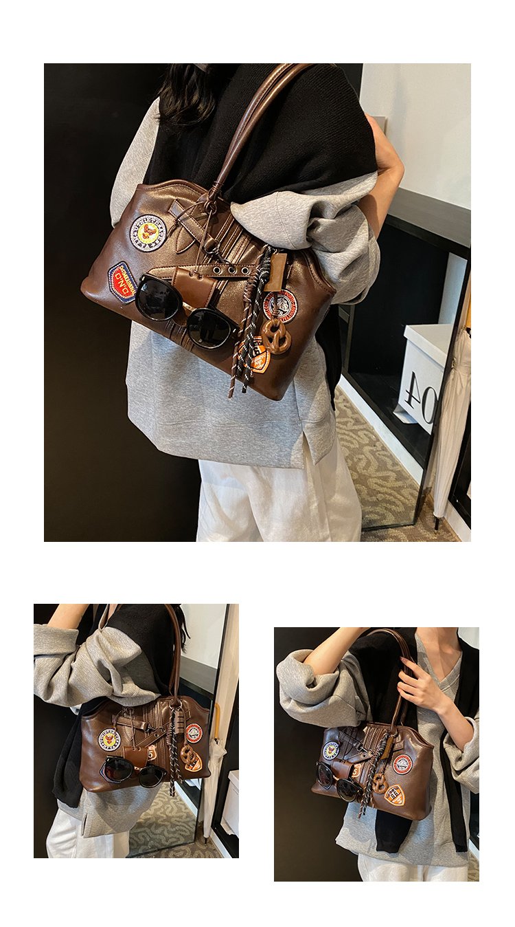 Women's PU Leather Patchwork Tote Bag detail 5