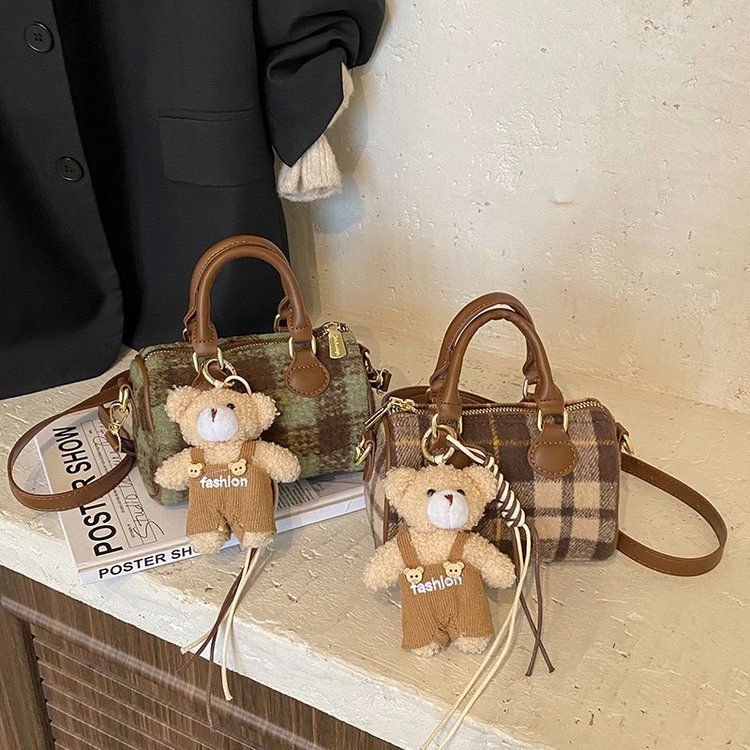 Women's PU Leather Plaid Top Handle Crossbody Bag view 2